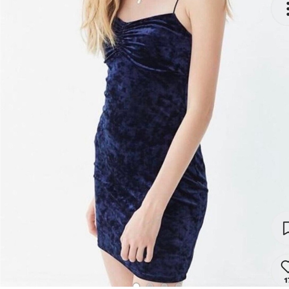 New With Tags navy blue urban outfitters spaghetti strap velvet mini dress